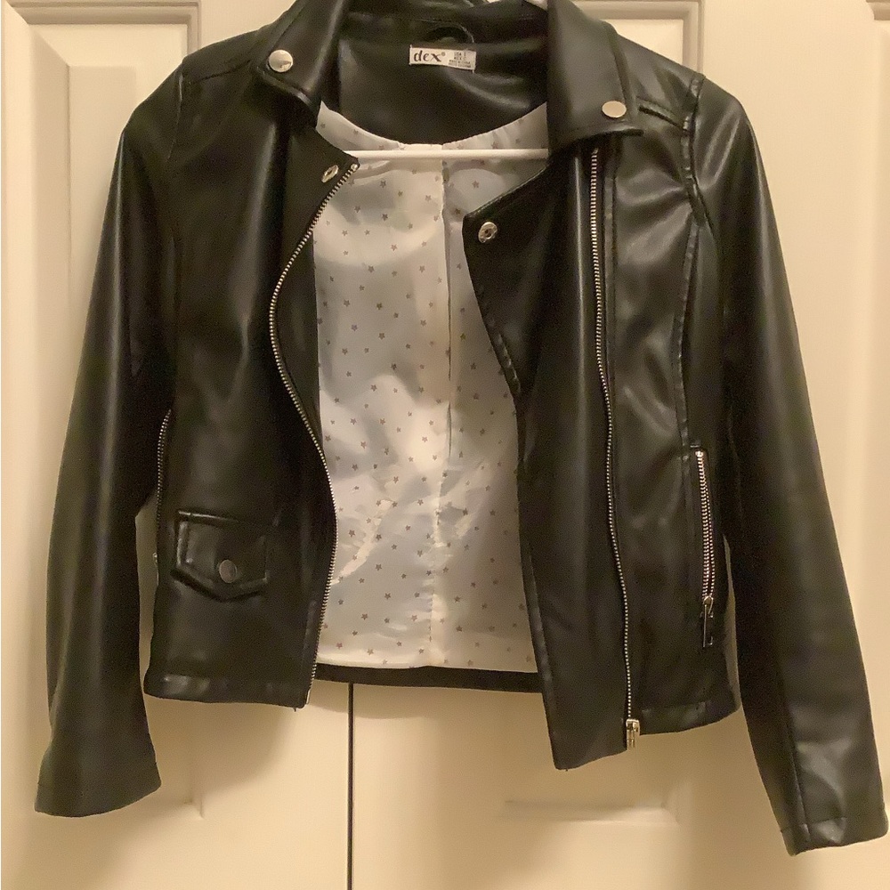 Black leather jacket with stars inside